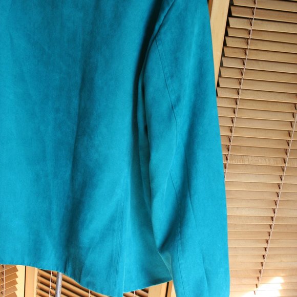 Studio Works Faux Suede Lined Teal Jacket Size 18 - Picture 6 of 10